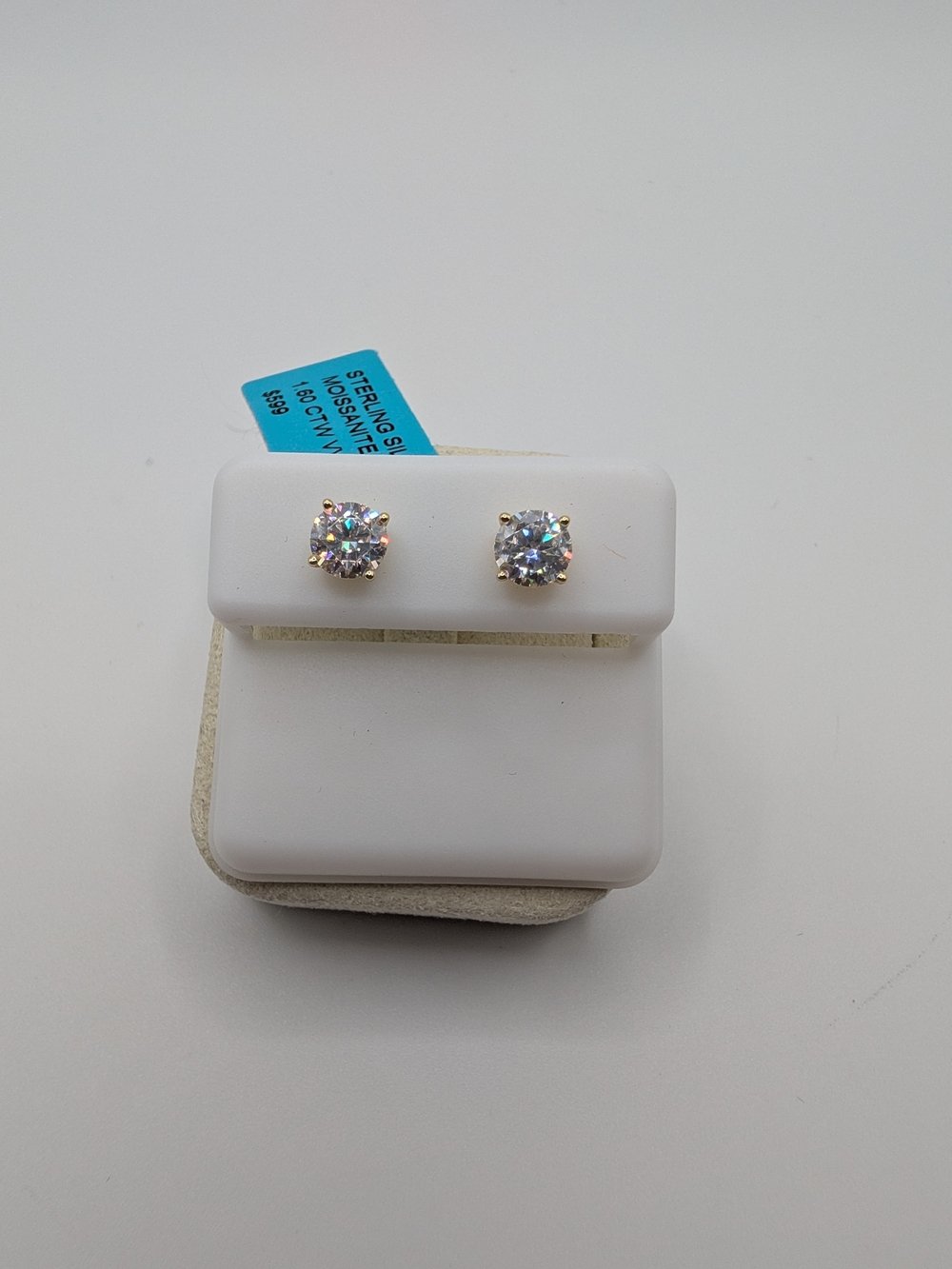 ​NEW Sterling Silver Moissanite Stud Earrings 1.60 CTW VVS D Color Gold Plated